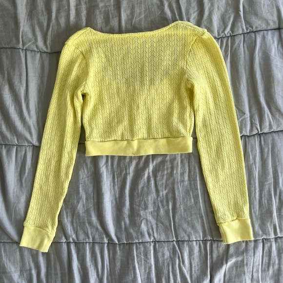 TIGER MIST CROPPED LACE YELLOW CARDIGAN - Picture 2 of 5
